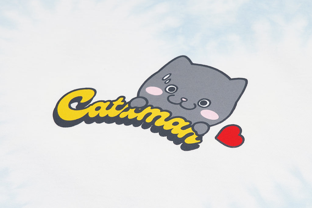 CATXMAN HEART TIE DYE BLUE CREW NECK TEE