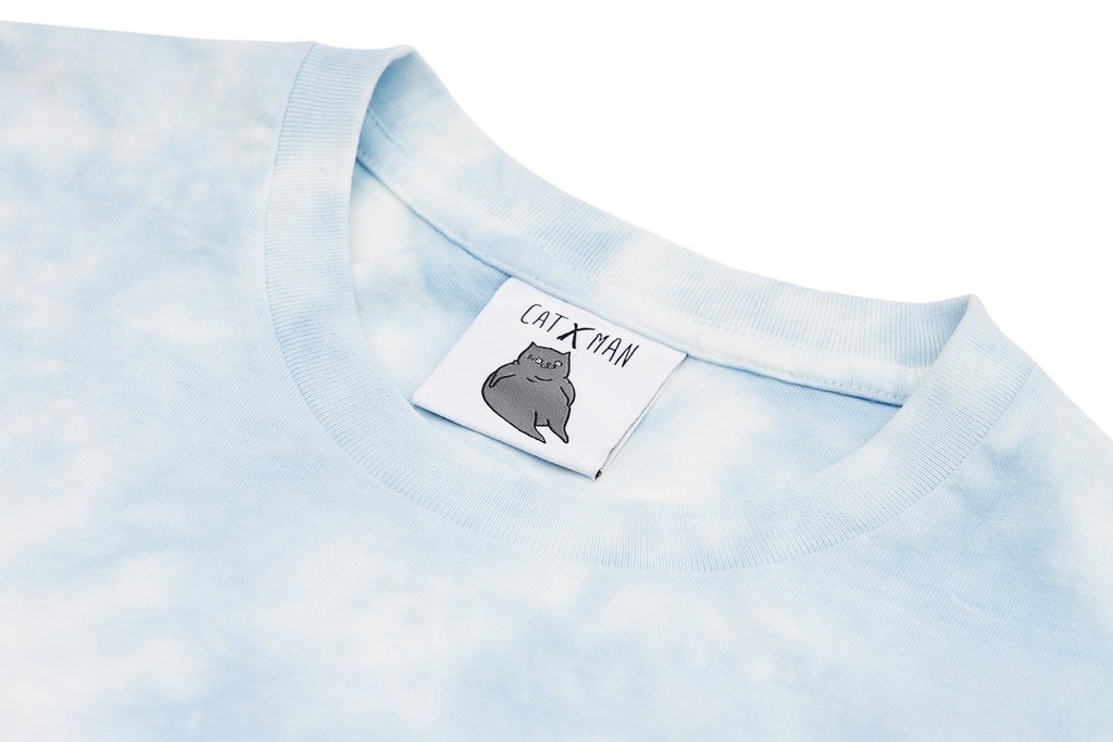 CATXMAN HEART TIE DYE BLUE CREW NECK TEE