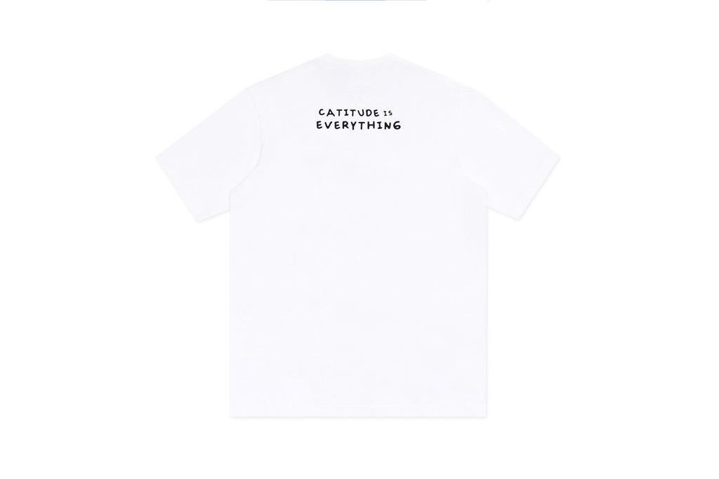 CATXMAN DOT EYES WHITE CREW NECK TEE