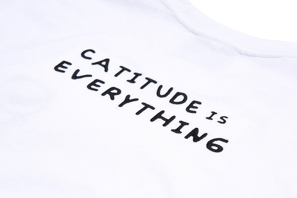 CATXMAN DOT EYES WHITE CREW NECK TEE