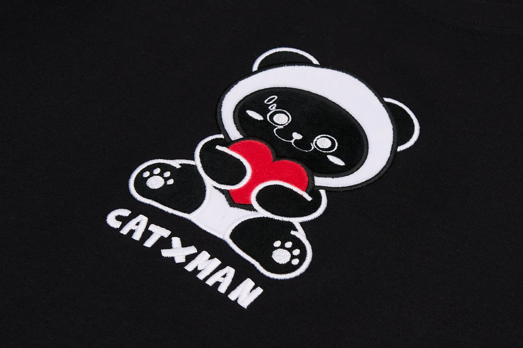 CATXMAN PANDA COSTUME BLACK CREW NECK TEE